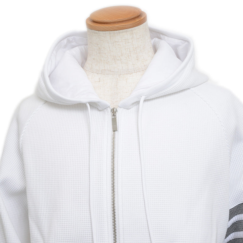 4BAR ストライプ ジップアップパーカー コットン ホワイト メンズ 3サイズ パーカー