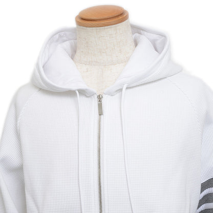 4BAR ストライプ ジップアップパーカー コットン ホワイト メンズ 3サイズ パーカー