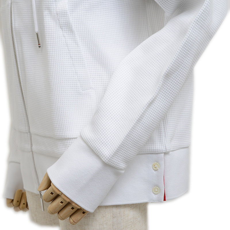 4BAR ストライプ ジップアップパーカー コットン ホワイト メンズ 3サイズ パーカー