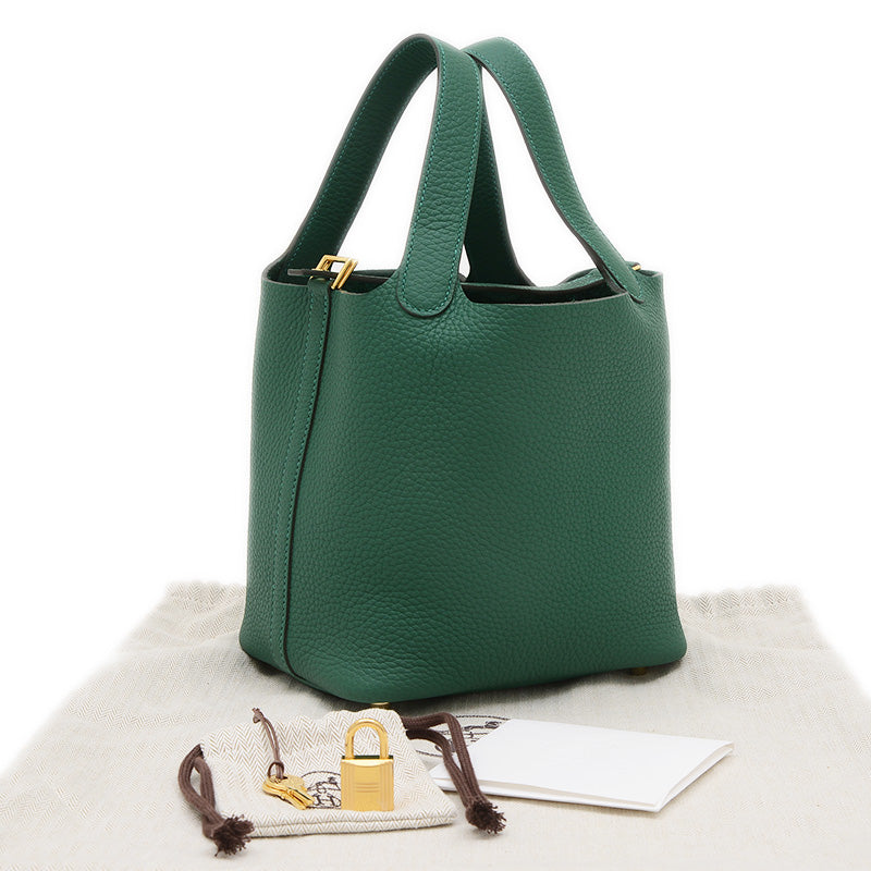 ピコタンロック PM 18 トリヨン ヴェールモワイヤン ゴールド金具 W刻印 ハンドバッグ