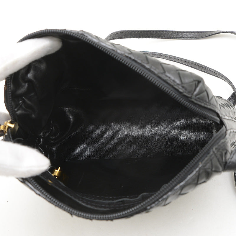 ノディーニ イントレチャート ショルダーバッグ レザー ブラック ヴィンテージ ショルダーバッグ