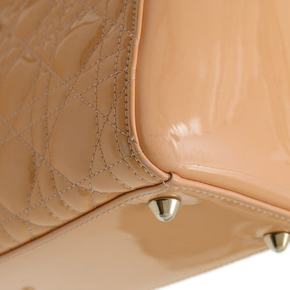 レディディオール カナージュ ラージ 2WAYバッグ パテント ベージュ ハンドバッグ