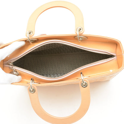 レディディオール カナージュ ラージ 2WAYバッグ パテント ベージュ ハンドバッグ