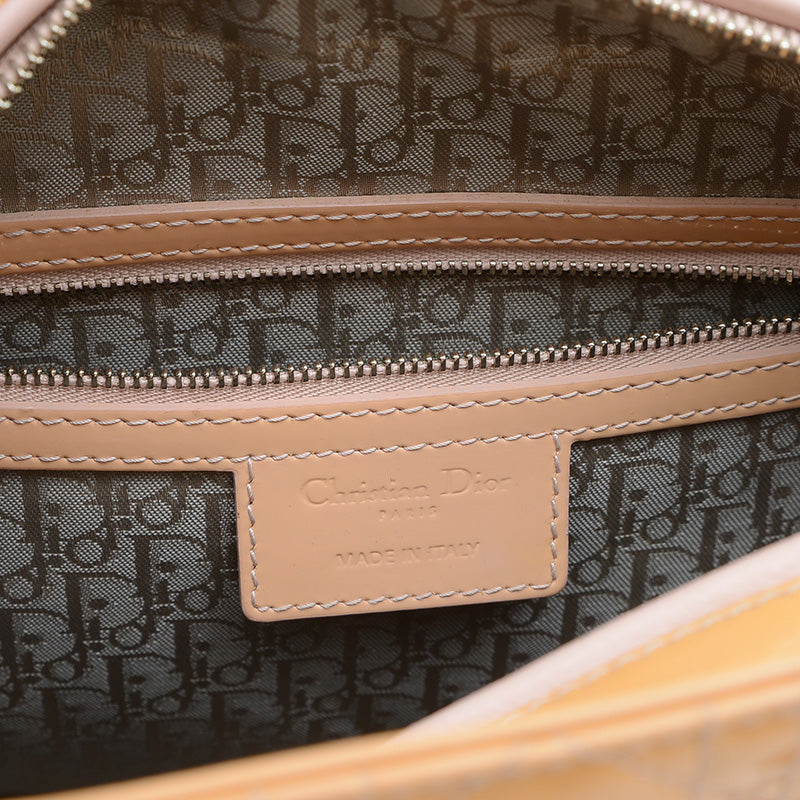 レディディオール カナージュ ラージ 2WAYバッグ パテント ベージュ ハンドバッグ