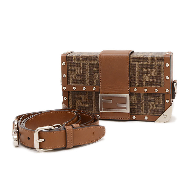 ズッカ バケット トランク ショルダーバッグ キャンバス/レザー ブラウン 7VA507 ショルダーバッグ