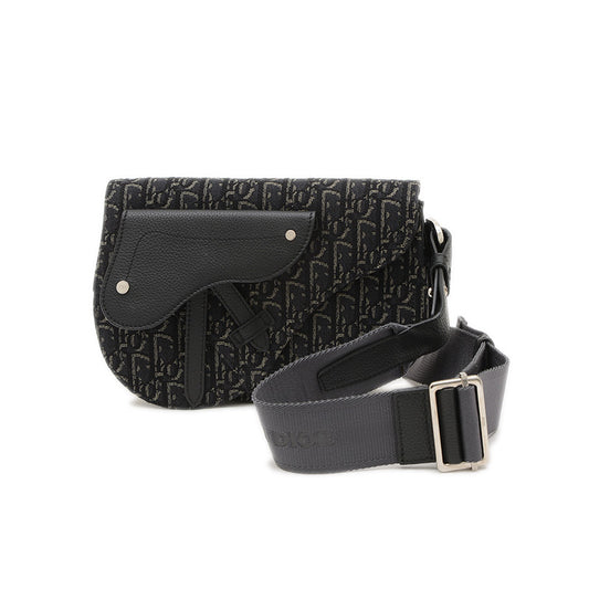 サドルバッグ オブリーク ショルダーバッグ ジャガード ブラック ショルダーバッグ