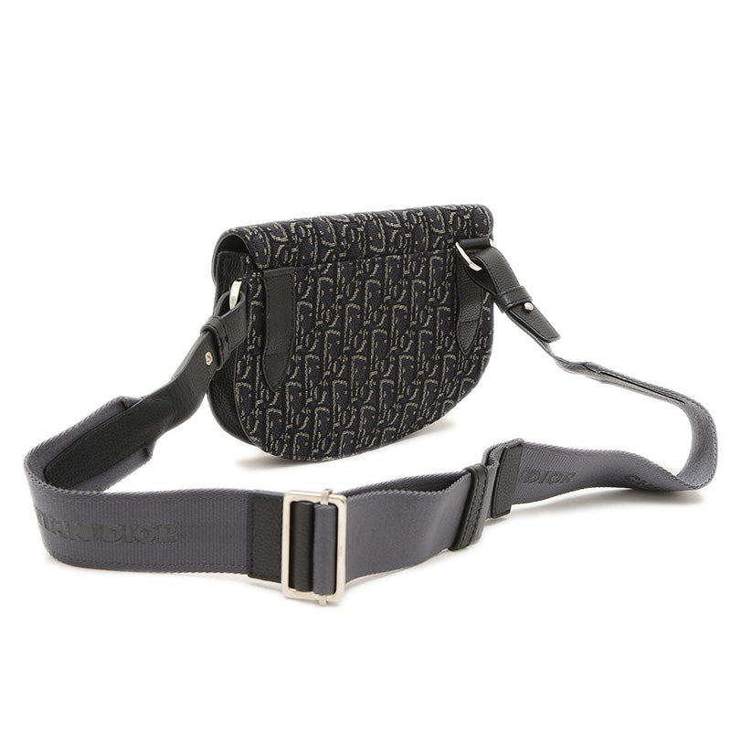 サドルバッグ オブリーク ショルダーバッグ ジャガード ブラック ショルダーバッグ