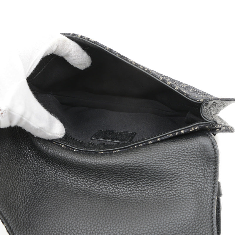 サドルバッグ オブリーク ショルダーバッグ ジャガード ブラック ショルダーバッグ