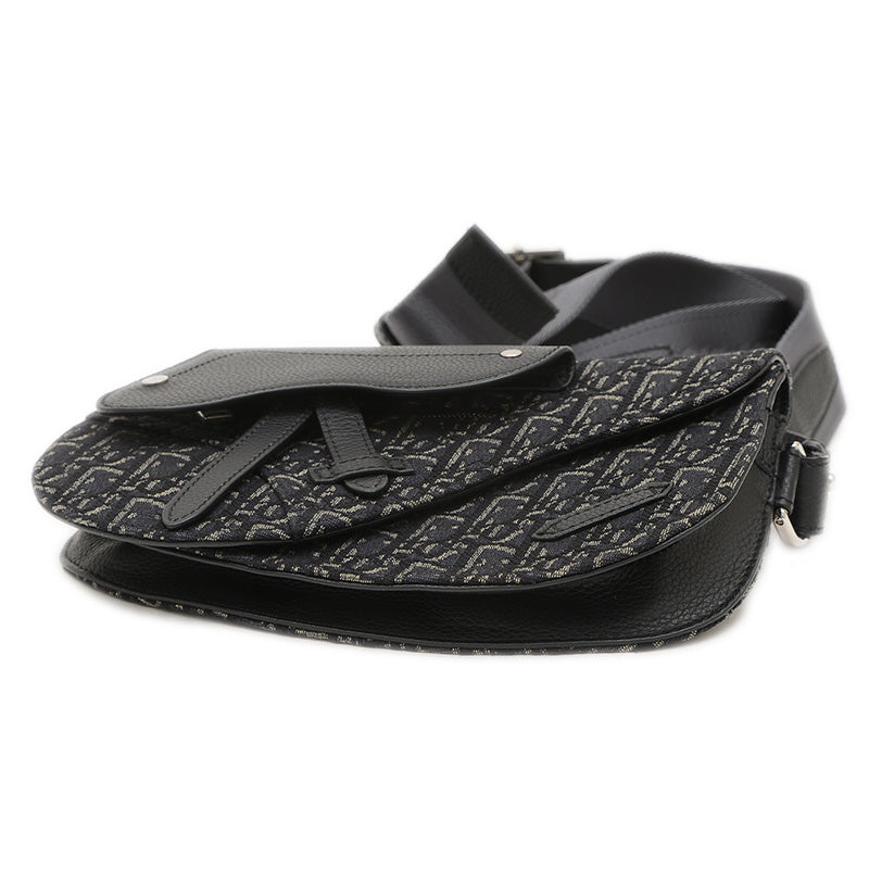 サドルバッグ オブリーク ショルダーバッグ ジャガード ブラック ショルダーバッグ