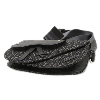 サドルバッグ オブリーク ショルダーバッグ ジャガード ブラック ショルダーバッグ