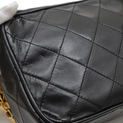 ココマーク タッセル チェーンショルダー ラムスキン ブラック ゴールド金具 ショルダーバッグ