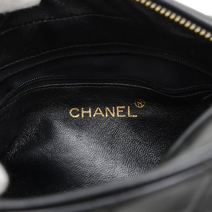 ココマーク タッセル チェーンショルダー ラムスキン ブラック ゴールド金具 ショルダーバッグ