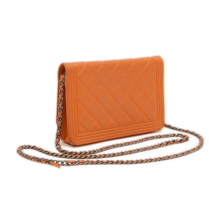 ボーイシャネル チェーンウォレット 長財布 ラムスキン オレンジ ショルダーバッグ