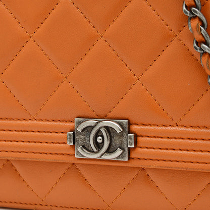 ボーイシャネル チェーンウォレット 長財布 ラムスキン オレンジ ショルダーバッグ
