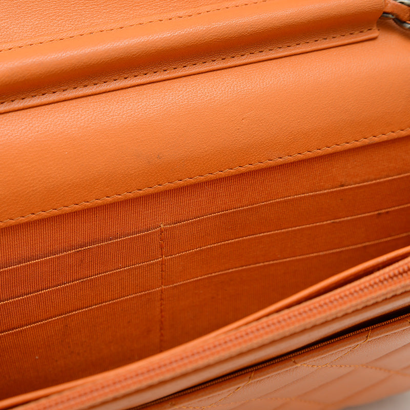 ボーイシャネル チェーンウォレット 長財布 ラムスキン オレンジ ショルダーバッグ