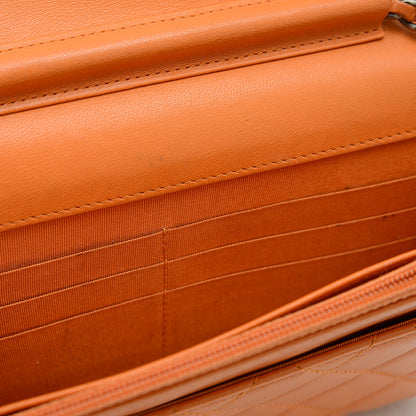 ボーイシャネル チェーンウォレット 長財布 ラムスキン オレンジ ショルダーバッグ