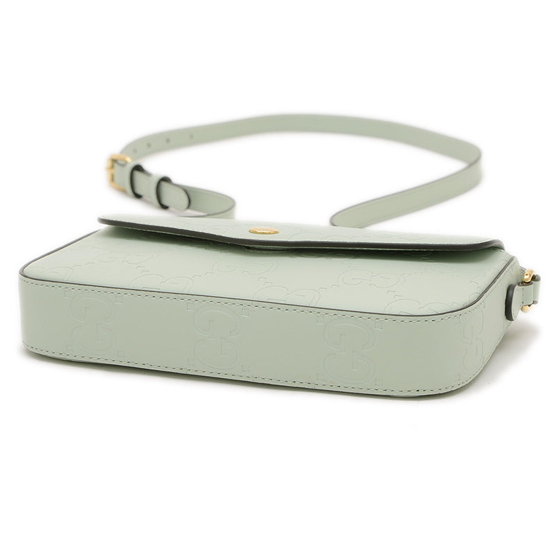 GGレザー スーパー ミニ ショルダーバッグ レザー グリーン 772794 ショルダーバッグ