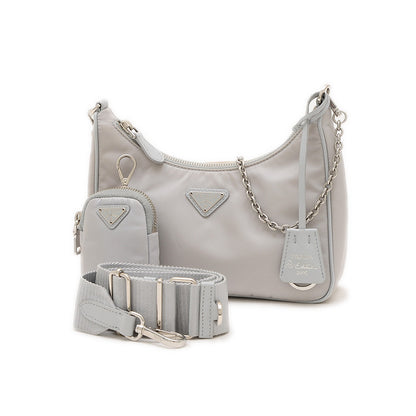 Re-Edition 2WAY ショルダーバッグ ナイロン グレー ポーチ付き 1BH204 ショルダーバッグ