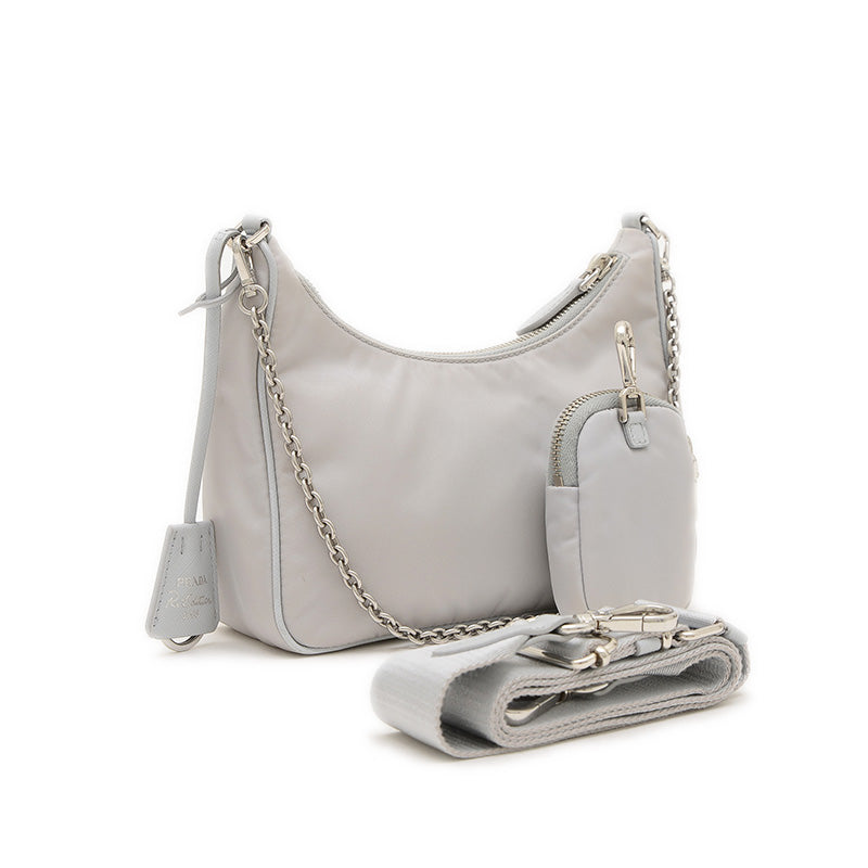 Re-Edition 2WAY ショルダーバッグ ナイロン グレー ポーチ付き 1BH204 ショルダーバッグ