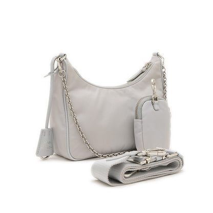 Re-Edition 2WAY ショルダーバッグ ナイロン グレー ポーチ付き 1BH204 ショルダーバッグ