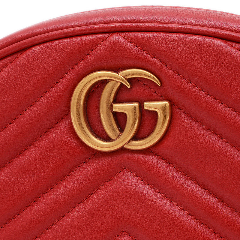 GGマーモント キルティング ベルトバッグ レザー レッド 476434 ウエストバッグ