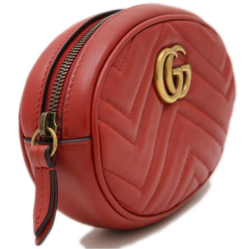 GGマーモント キルティング ベルトバッグ レザー レッド 476434 ウエストバッグ
