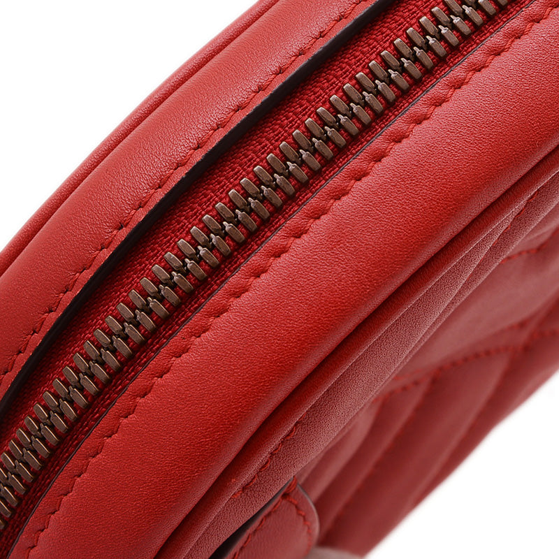 GGマーモント キルティング ベルトバッグ レザー レッド 476434 ウエストバッグ