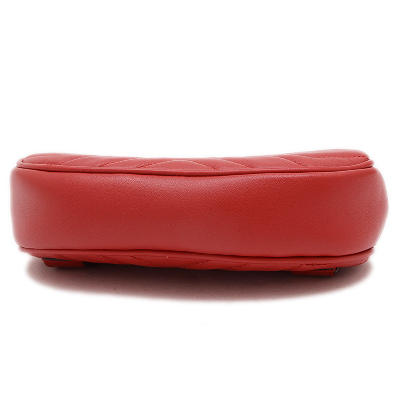 GGマーモント キルティング ベルトバッグ レザー レッド 476434 ウエストバッグ