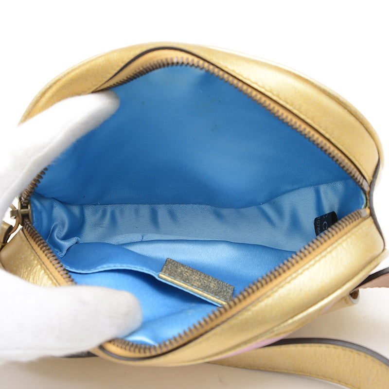 GGマーモント キルティング ベルトバッグ レザー ゴールド/ピンク 476434 ウエストバッグ