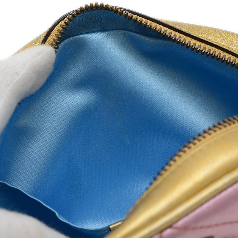 GGマーモント キルティング ベルトバッグ レザー ゴールド/ピンク 476434 ウエストバッグ