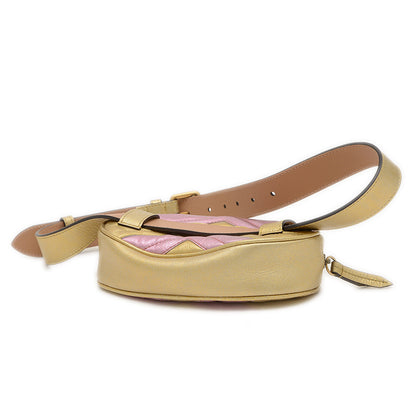 GGマーモント キルティング ベルトバッグ レザー ゴールド/ピンク 476434 ウエストバッグ