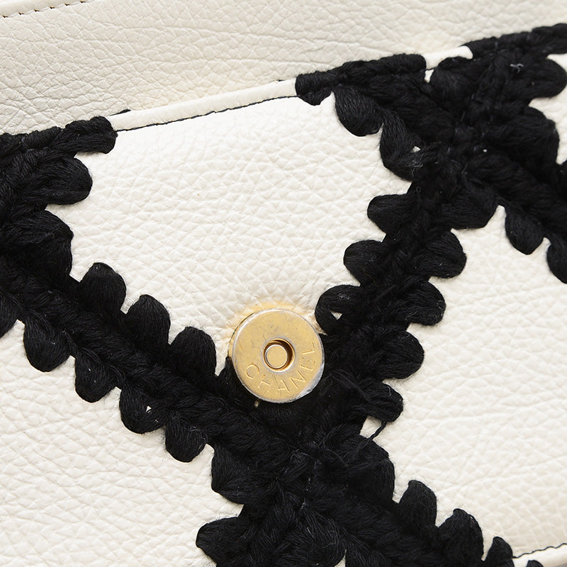 シャネル19 チェーンウォレット レザー/コットン ホワイト/ブラック AP3267 ショルダーバッグ