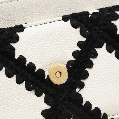 シャネル19 チェーンウォレット レザー/コットン ホワイト/ブラック AP3267 ショルダーバッグ