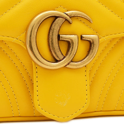 GGマーモント キルティング スモール ショルダーバッグ レザー イエロー 446744 ショルダーバッグ