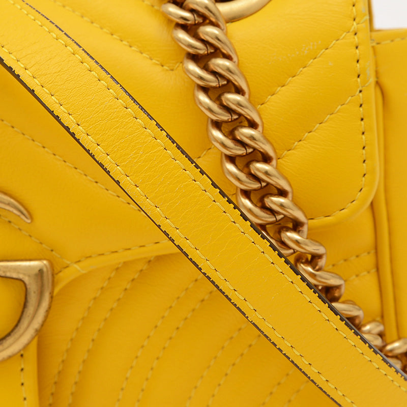 GGマーモント キルティング スモール ショルダーバッグ レザー イエロー 446744 ショルダーバッグ