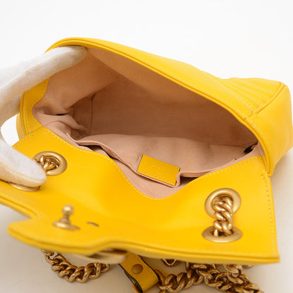 GGマーモント キルティング スモール ショルダーバッグ レザー イエロー 446744 ショルダーバッグ