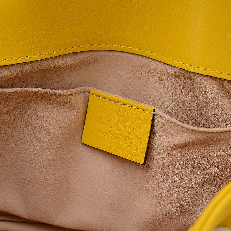 GGマーモント キルティング スモール ショルダーバッグ レザー イエロー 446744 ショルダーバッグ