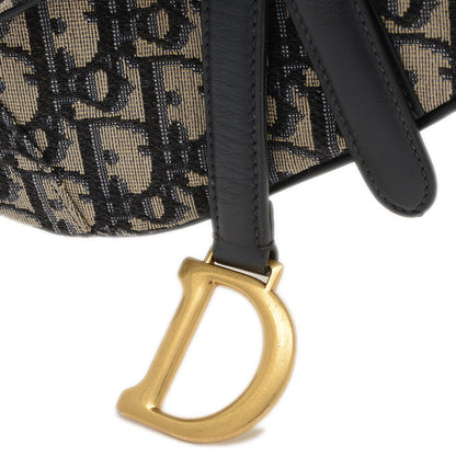 サドルバッグ ミニ オブリーク ジャガード ハンドバッグ ネイビー ハンドバッグ