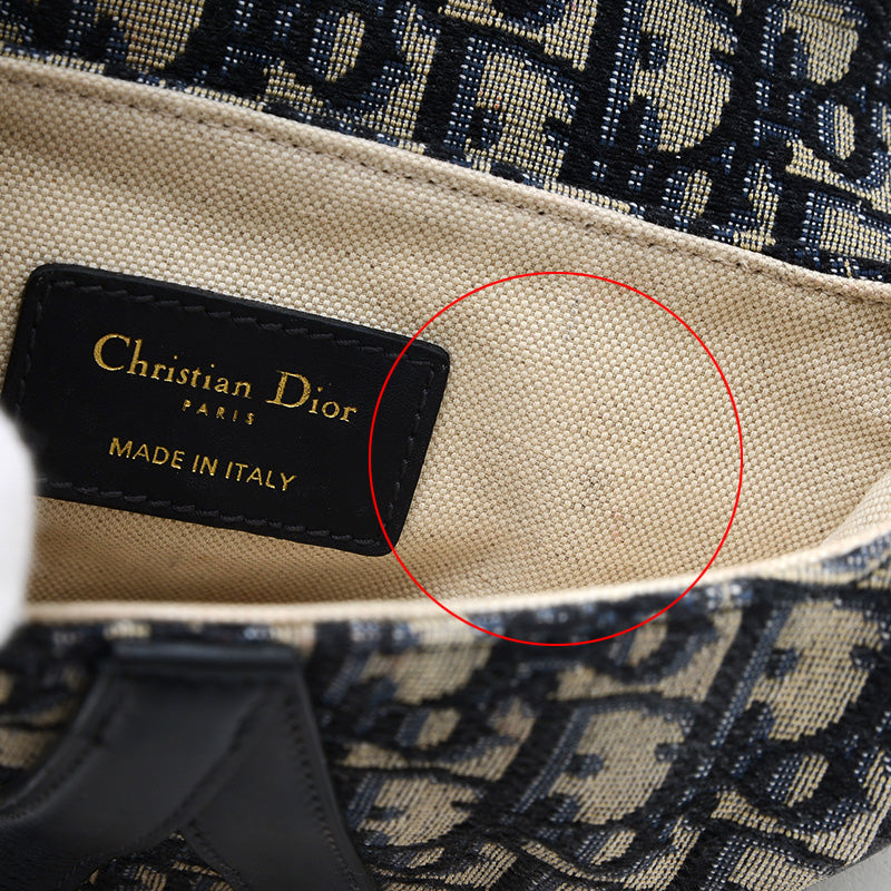 サドルバッグ ミニ オブリーク ジャガード ハンドバッグ ネイビー ハンドバッグ