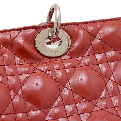 レディディオール カナージュ ラージ 2WAYバッグ パテント レッド ハンドバッグ