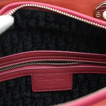 レディディオール カナージュ ラージ 2WAYバッグ パテント レッド ハンドバッグ