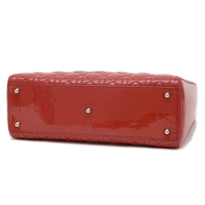 レディディオール カナージュ ラージ 2WAYバッグ パテント レッド ハンドバッグ