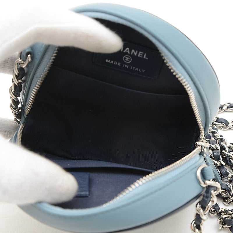 ココマーク ラウンド チェーンポーチ ラムスキン ブルー系 AP0245 ショルダーバッグ