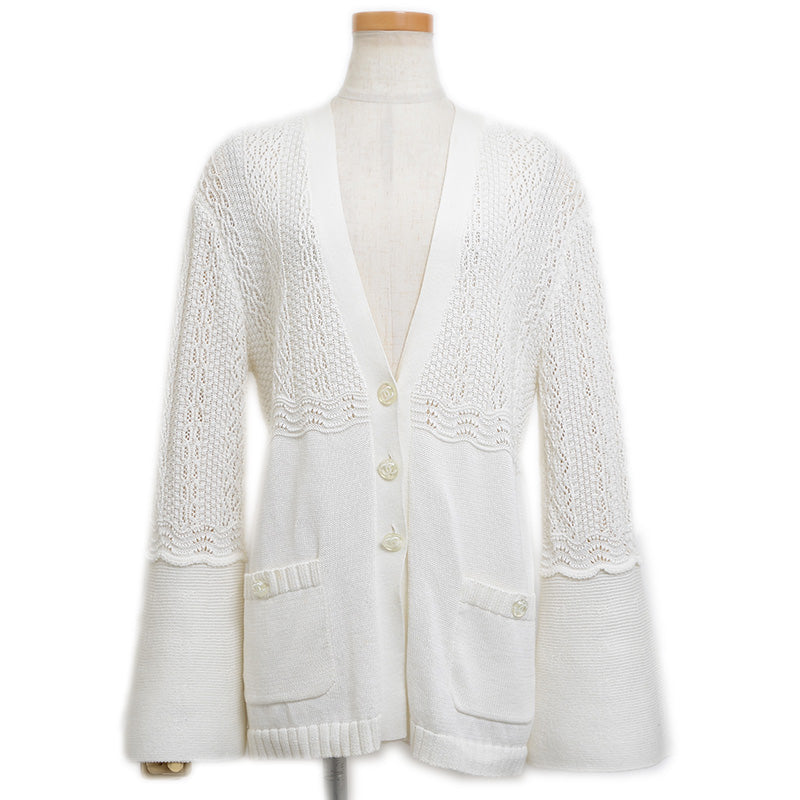 ココマーク カーディガン ベルスリープ コットン ホワイト 38サイズ カーディガン