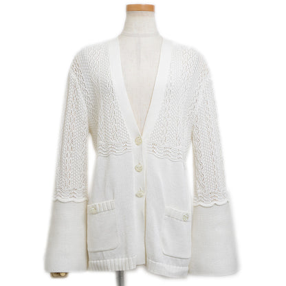 ココマーク カーディガン ベルスリープ コットン ホワイト 38サイズ カーディガン