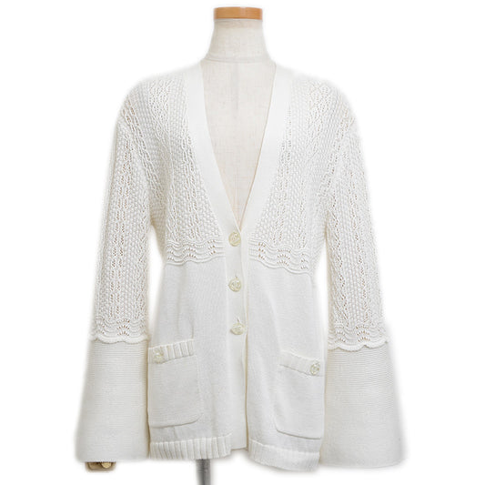 ココマーク カーディガン ベルスリープ コットン ホワイト 38サイズ カーディガン