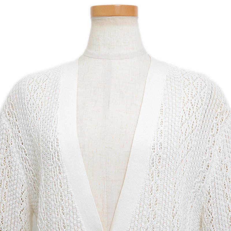 ココマーク カーディガン ベルスリープ コットン ホワイト 38サイズ カーディガン