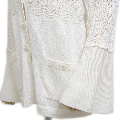 ココマーク カーディガン ベルスリープ コットン ホワイト 38サイズ カーディガン