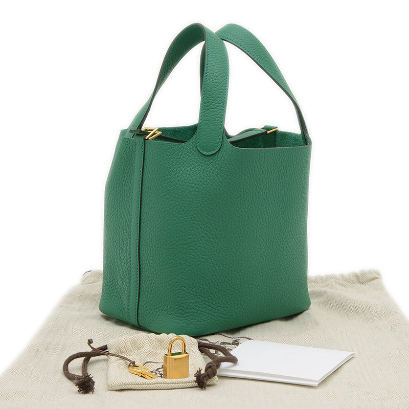 ピコタンロック PM 18 トリヨン ヴェールヴェルティゴ　ゴールド金具 W刻印 ハンドバッグ