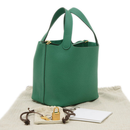 ピコタンロック PM 18 トリヨン ヴェールヴェルティゴ　ゴールド金具 W刻印 ハンドバッグ